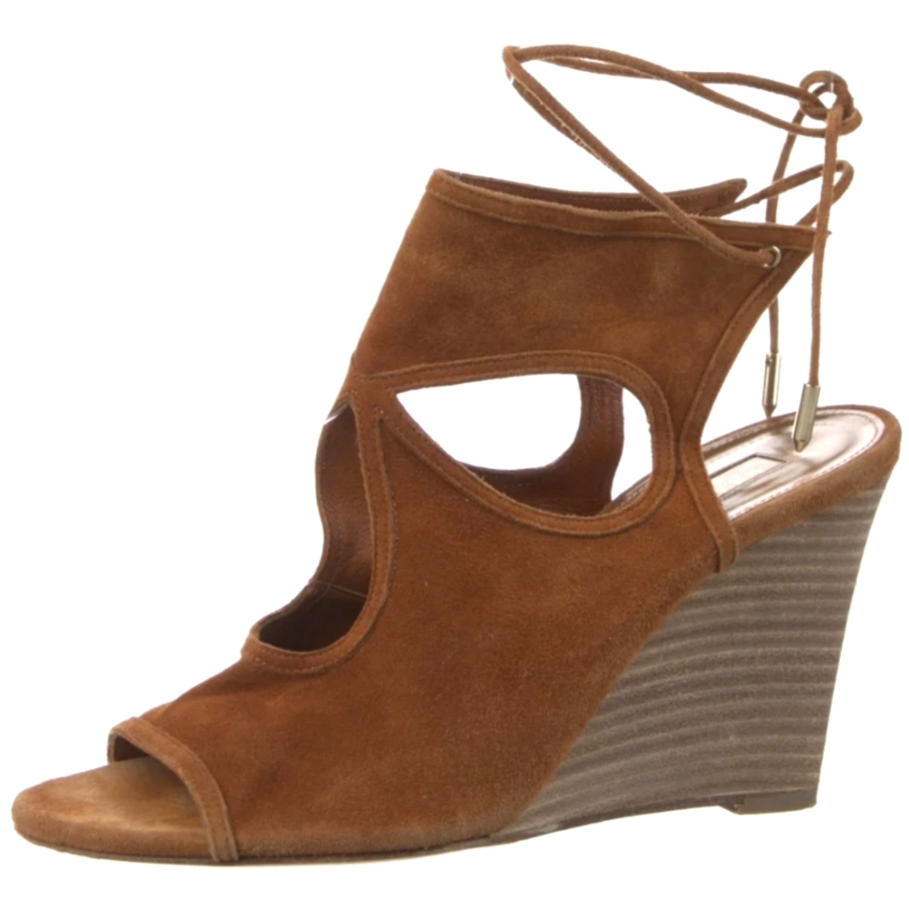 Aquazzura Sexy Thing Suede Brown Wedges Size 40